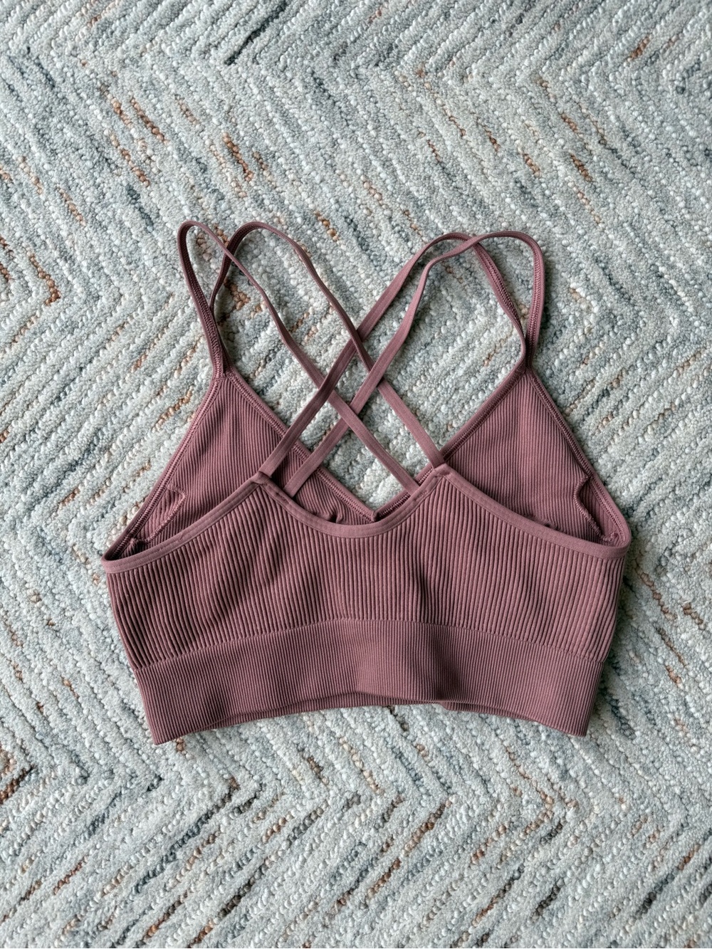 Aerie Mauve Ribbed Sports Bra/Cropped Tank - Picture 2 of 3